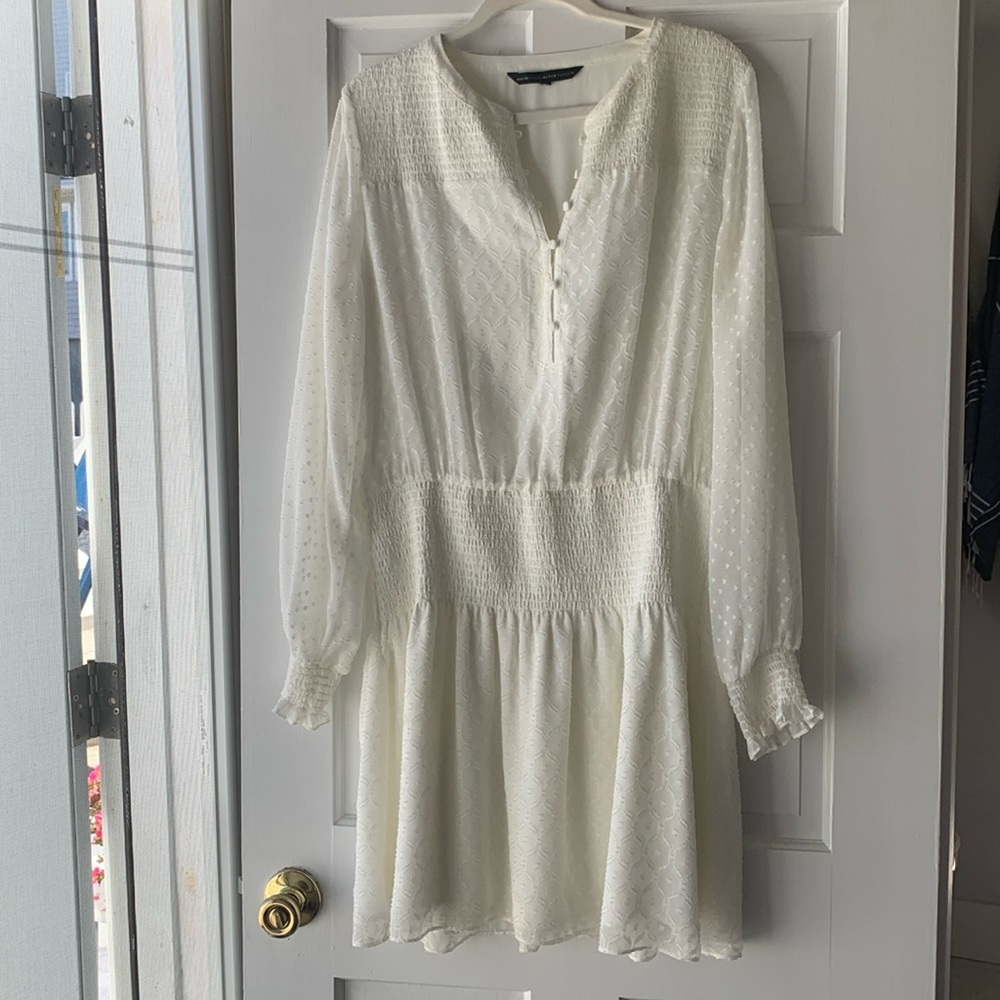 Cream flowy dress with button detail - White House Black Market